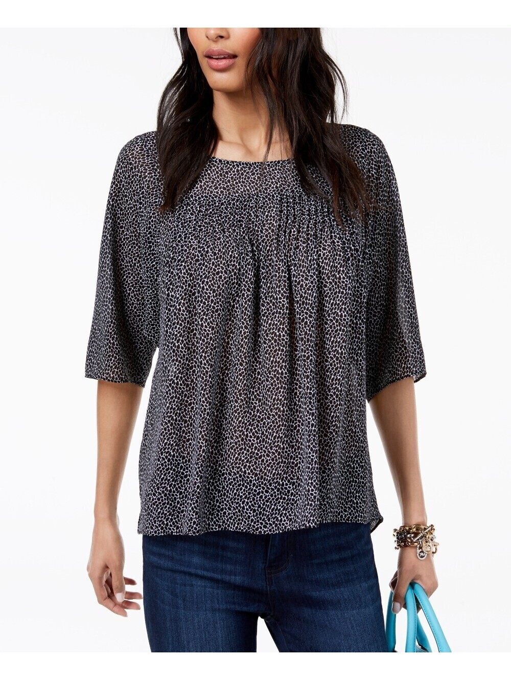 Michael Michael Kors Womens Printed Pleated Top Size XS - Picture 2 of 2